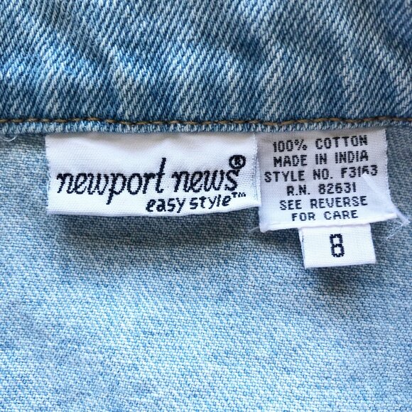 NEWPORT NEWS Vintage Embroidered Floral Denim Jean Jacket Womens 8 - Picture 6 of 11